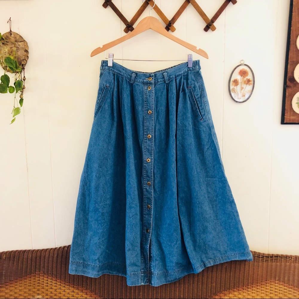 Vintage Denim Button Down Skirt